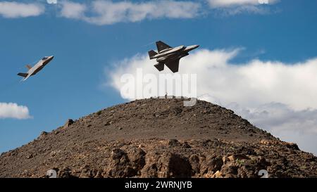 Death Valley United States 07 - Death Valley United States 07 March 2024 Two Royal Netherlands Air Force F 35a Lightning Ii Stealth Fighter Aircraft Perform Low Level Maneuvers During Multinational Exercise Red Flag Nellis 24 2 March 7 2024 Over Death Valley California Credit Sra Megan Estradaus Air Forcealamy Live News 2wrnjyb 