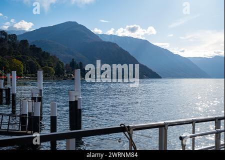 Tourist destination small medieval village of Bellagio with hilly narrow streets and luxurious villas, holiday destination on Lake Como, Italy in spri Stock Photo