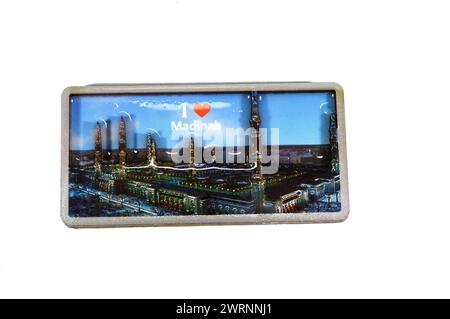 Medina fridge magnet in the shape of the Prophet's Mosque, refrigerator magnet of Madinah mosque in Saudi Arabia kingdom, it is the second mosque buil Stock Photo