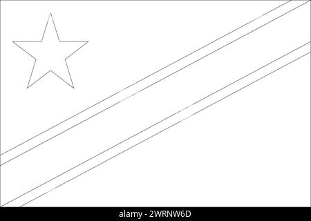 Republic of the Congo flag - thin black vector outline wireframe ...