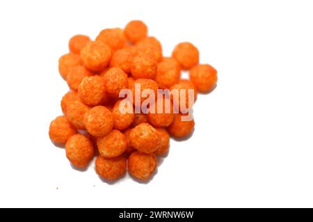 Deep fried cheese balls, cheesy fried balls snack, cheeseballs isolated on white background Stock Photo