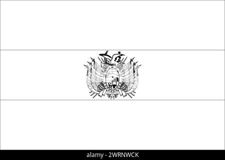 Bolivia flag - thin black vector outline wireframe isolated on white ...