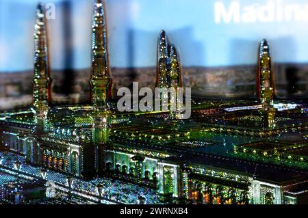 Medina fridge magnet in the shape of the Prophet's Mosque, refrigerator magnet of Madinah mosque in Saudi Arabia kingdom, it is the second mosque buil Stock Photo