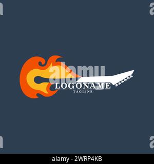 le	 guitar flame logo design vector Stock Vector