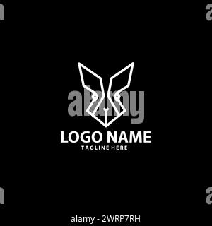 rabbit line geometric template logo design Stock Vector