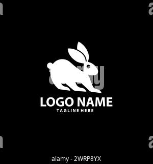 rabbit flat template logo design Stock Vector
