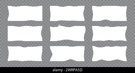Various white geometric shapes isolated on transparent background Stock Vector