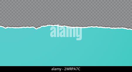 Blue colored paper sheet with ripped edge isolated on transparent background Stock Vector