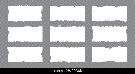 White paper pieces isolated on transparent background Stock Vector