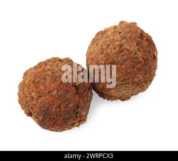 Two delicious falafel balls isolated on white, top view Stock Photo