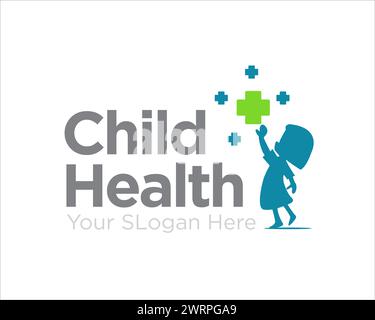 child health care logo designs for clinic and medical service Stock Vector