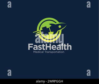 rocket fast health care logo designs for medical service Stock Vector
