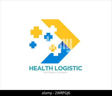 fast health logistic logo designs simple modern for medical transport Stock Vector