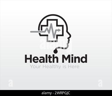 mind health logo designs for medical service and consult Stock Vector