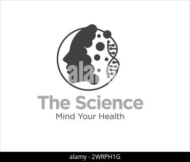 the science dna and mind logo designs for medical service Stock Vector