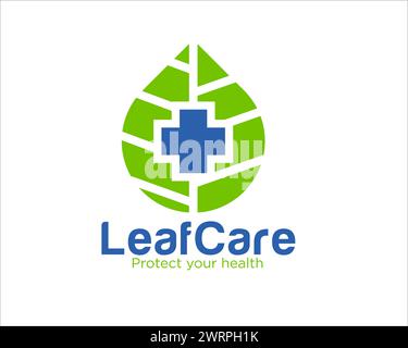 leaf care logo for medical nature service and green logo Stock Vector