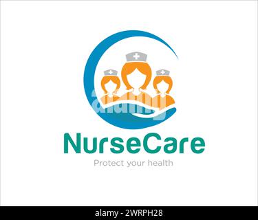 nurse care logo designs for medical and health service logo Stock Vector