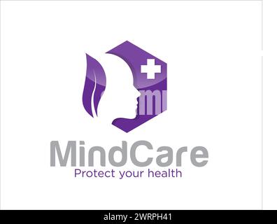 mind care logo designs for medical service and consult logo Stock Vector