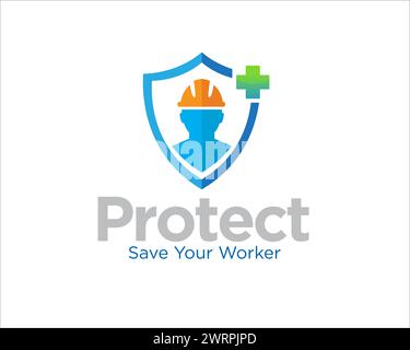 worker insurance logo designs simple for medical service logo Stock Vector
