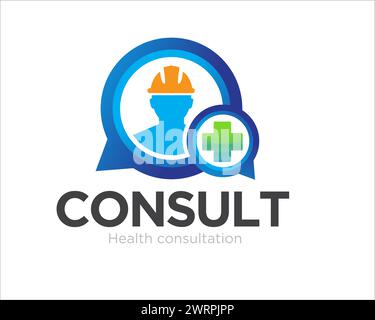 worker consult logo designs simple for protection and medical service Stock Vector