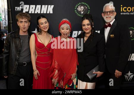 Hollywood, USA. 13th Mar, 2024. Connor Kapopsis, Ramona Young, Rita Moreno, Maureen Bharoocha and Steven Wolf attend the arrivals of the red carpet premiere of “The Prank” at The Ricardo Montalban Theater Hollywood, CA on March 13, 2024. (Photo by Corine Solberg/SipaUSA) Credit: Sipa USA/Alamy Live News Stock Photo