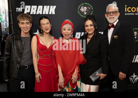 Hollywood, USA. 13th Mar, 2024. Connor Kapopsis, Ramona Young, Rita Moreno, Maureen Bharoocha and Steven Wolf attend the arrivals of the red carpet premiere of “The Prank” at The Ricardo Montalban Theater Hollywood, CA on March 13, 2024. (Photo by Corine Solberg/SipaUSA) Credit: Sipa USA/Alamy Live News Stock Photo