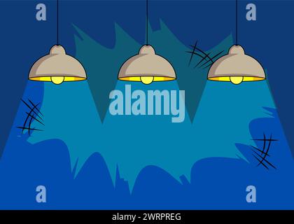 Cartoon pendant electric lamp, comic book Lighting Equipment. Retro vector comics pop art design. Stock Vector