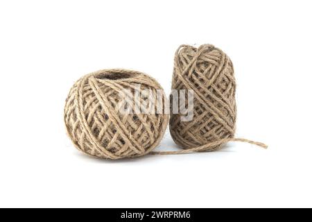 Thread ball made of natural jute fiber over white background Stock ...