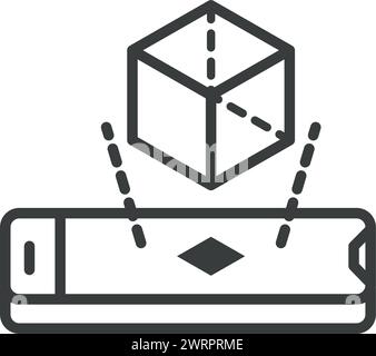 virtual reality smartphone with cube Stock Vector