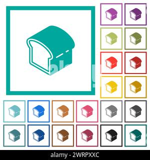 Bread flat color icons with quadrant frames on white background Stock Vector