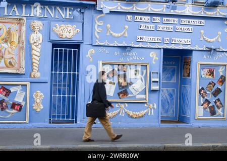 La Comédie Italienne is a theatre in the Montparnasse district of Paris, presenting Italian commedia dell'arte plays in French translation. Stock Photo