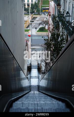 Escadinhas da Saude, the Outdoor Escalator in Lisbon, Portugal. February 1, 2024. Stock Photo