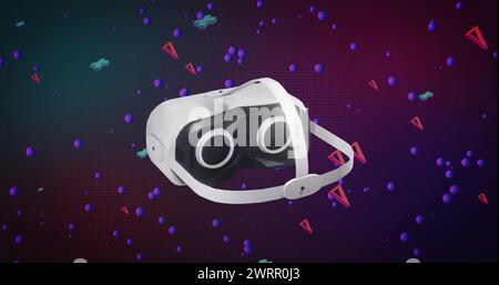 Image of vr headset over abstract shapes Stock Photo
