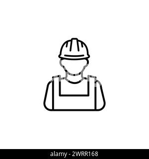 Worker, Engineer vector icon. Editable stroke. Symbol in Line Art Style for Design, Presentation, Website or Apps Elements. Pixel vector graphics - Ve Stock Vector
