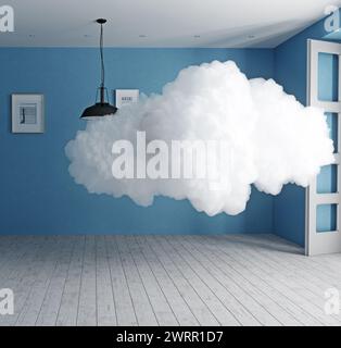 cloud in the room. 3d creative concept rendering Stock Photo