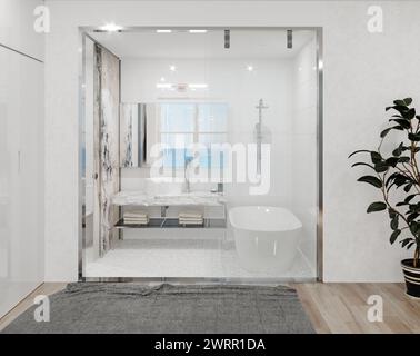 modern bathroom interior. 3d rendering design concept Stock Photo