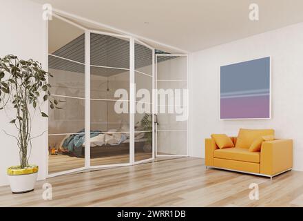 Modern  apartment  interior. 3d rendering design concept Stock Photo