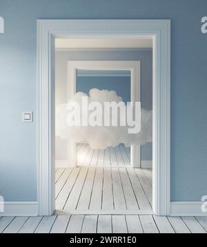 cloud in the room. 3d creative concept rendering Stock Photo