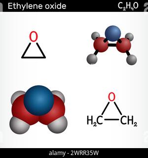 Ethylene oxide, oxirane C2H4O molecule. Skeletal chemical formula ...