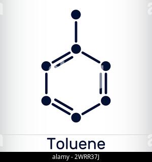Toluene, toluol C7H8  molecule. Methylbenzene, aromatic hydrocarbon. Skeletal chemical formula. Vector illustration Stock Vector