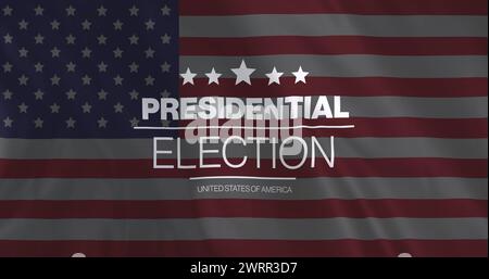 Image of presidential election united states of america text over waving american flag Stock Photo