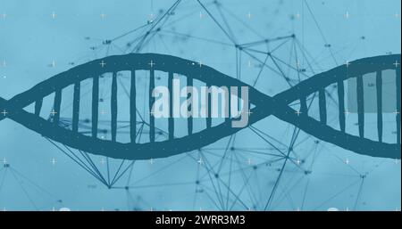 Image of data processing over dna strand Stock Photo