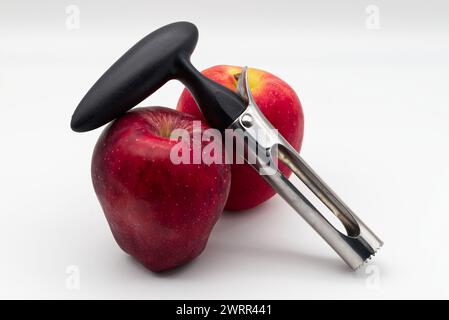 Apple corer. Tool for removing the apple core. Stock Photo