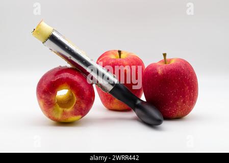 Apple corer. Tool for removing the apple core. Stock Photo