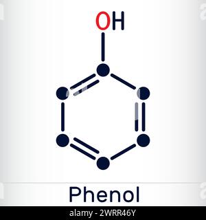 Phenol, carbolic acid molecule. Skeletal chemical formula. Vector illustration Stock Vector