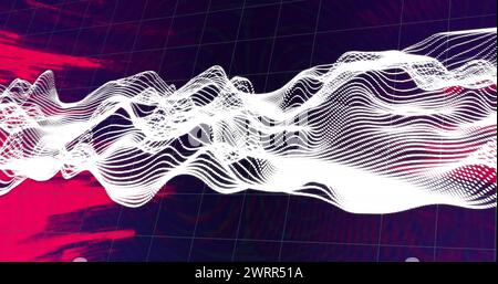 White network wave over flashing red light on black background Stock Photo