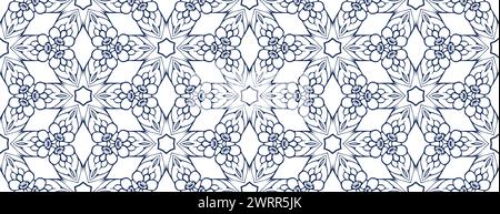 Vintage seamless pattern. Ornamental antique style floral background. Blue and white ornament. Repeat ornate backdrop. Decorative elegance baroque des Stock Photo