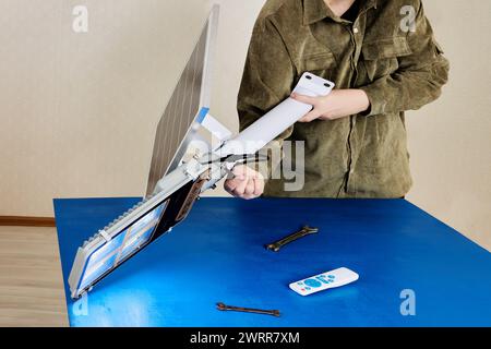 Power saving automatic solar street light, with LED luminary and solar module. Stock Photo