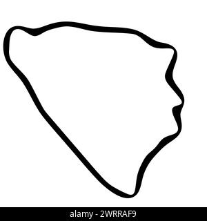 Bosnia and Herzegovina country simplified map. Black ink smooth outline contour on white background. Simple vector icon Stock Vector