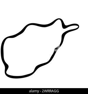 Afghanistan country simplified map. Black ink smooth outline contour on white background. Simple vector icon Stock Vector